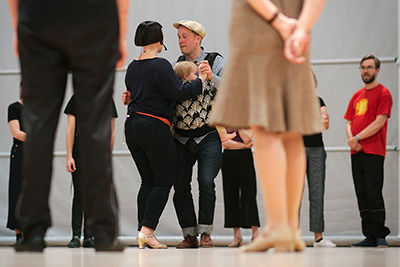 Sofia Enros, Daniel Johansson and Ilse Enros, Mildreds kompani, teaching Balboa at Ritz Winter Hop 2018 in Vörå, outside Vasa / Vaasa, Finland / Suomi. swingdance swingdans